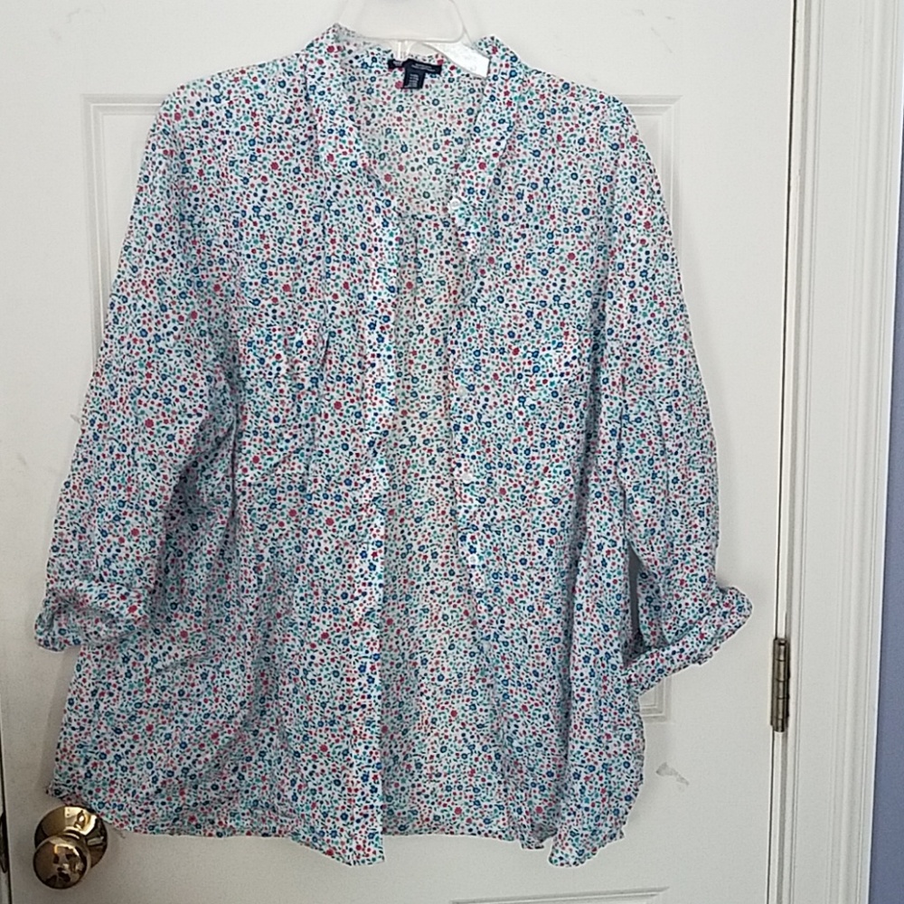Boyfriend fit floral button up.